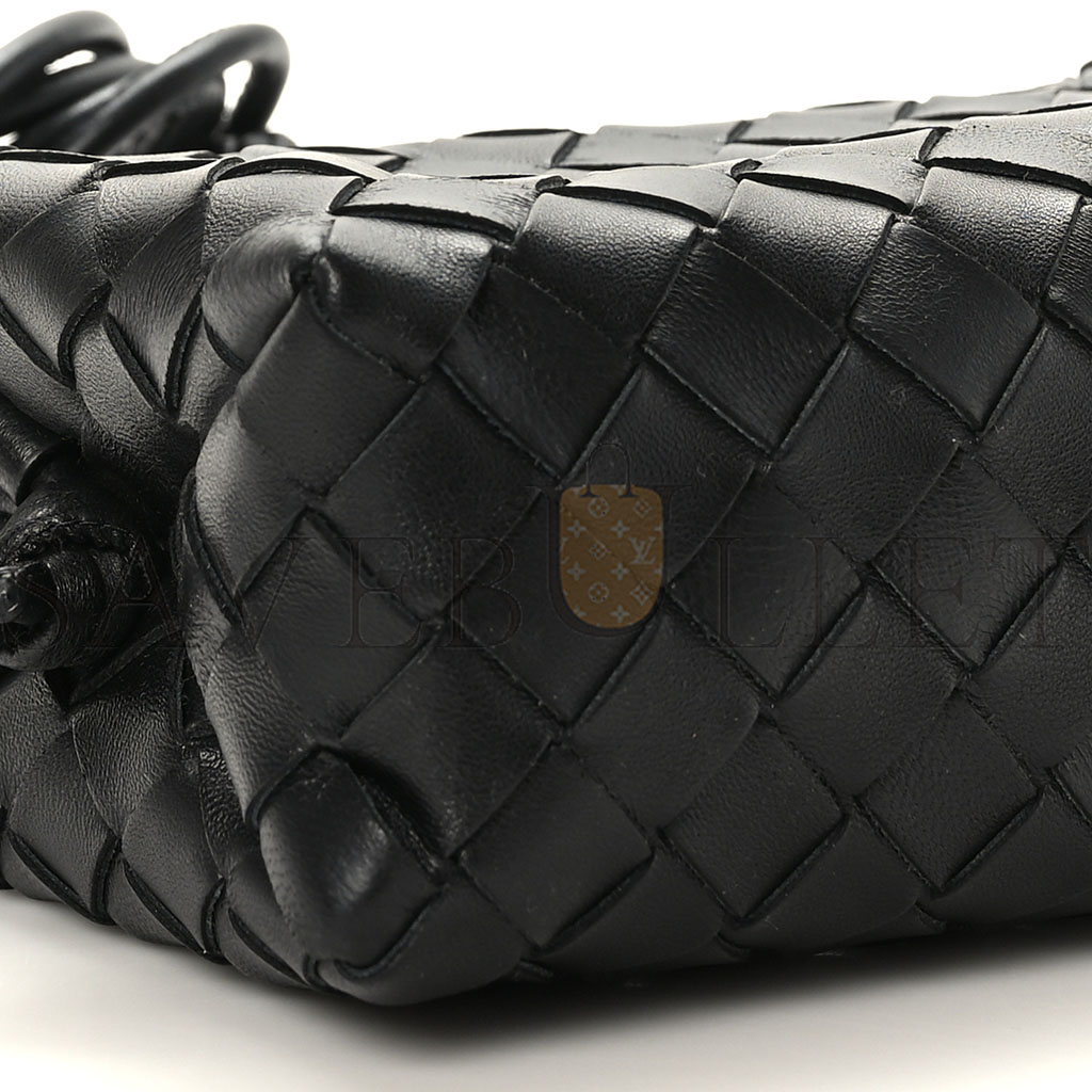 bo*te*ga Ve*ne*ta nappa intrecciato mini loop camera bag black (17*11*8cm)