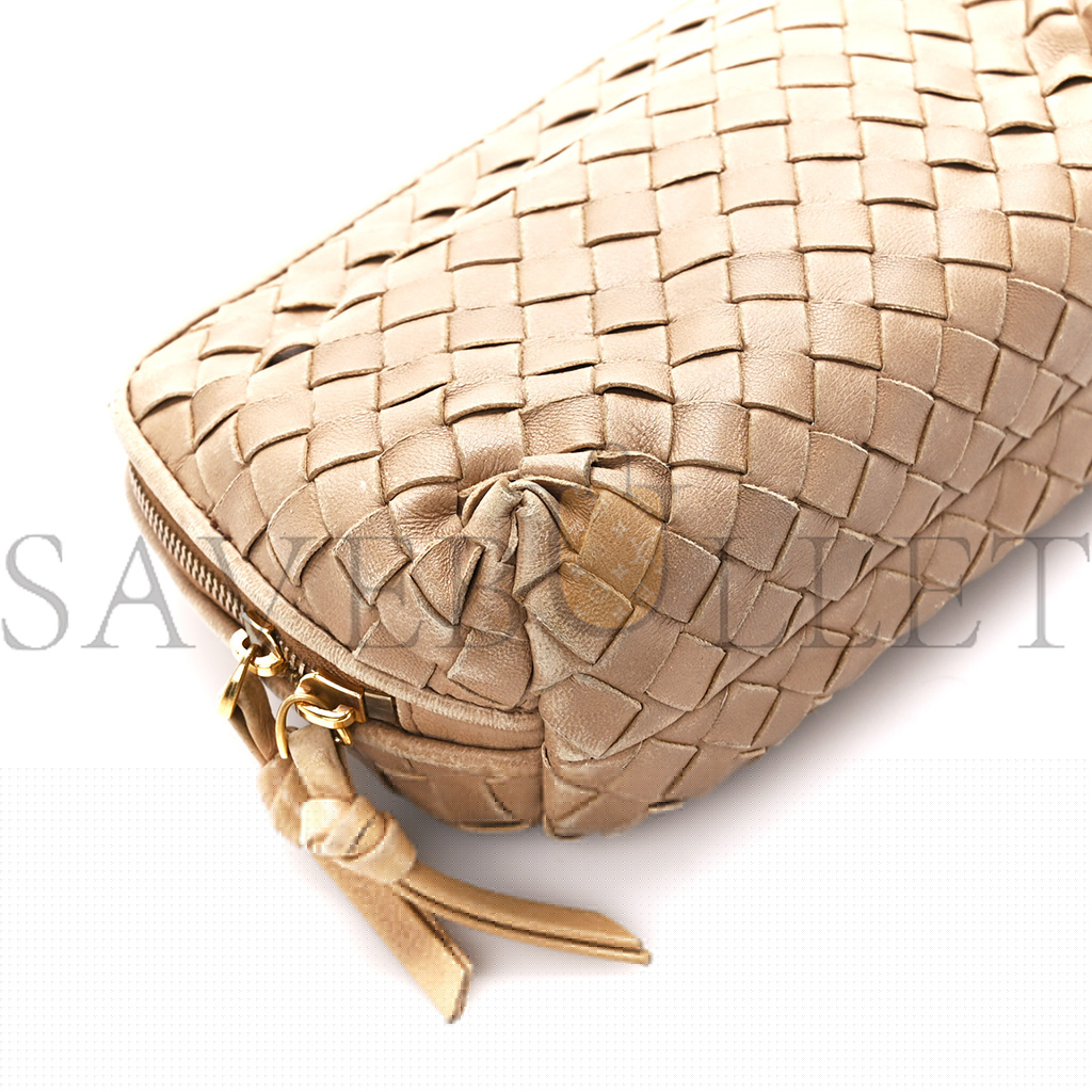 bo*te*ga Ve*ne*ta nappa intrecciato small cosmetic pouch camel (17*10*8cm)