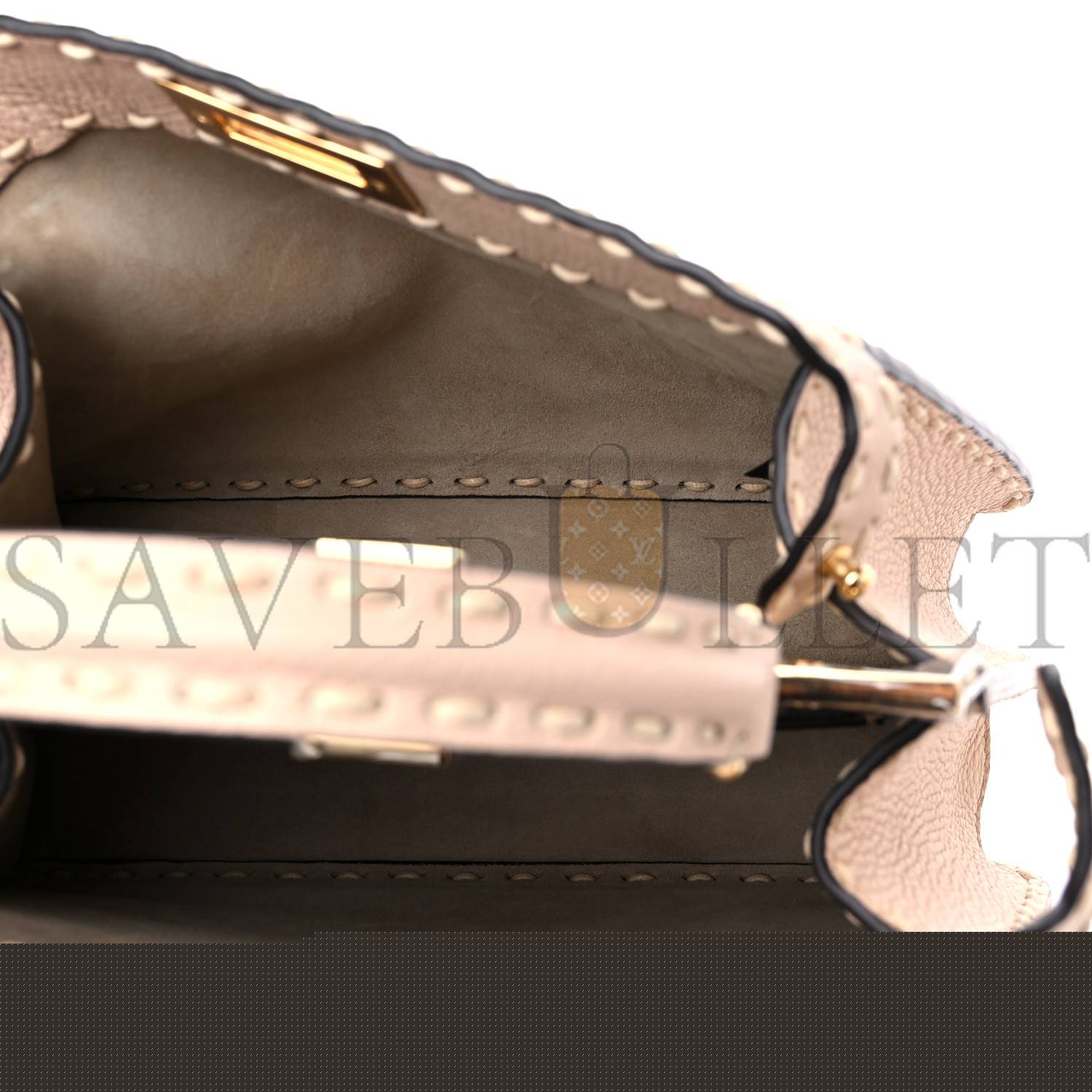 F**di vitello granato camoscio selleria macro stitchings small peekaboo i see u satchel rosa plaster (27*20*11cm)