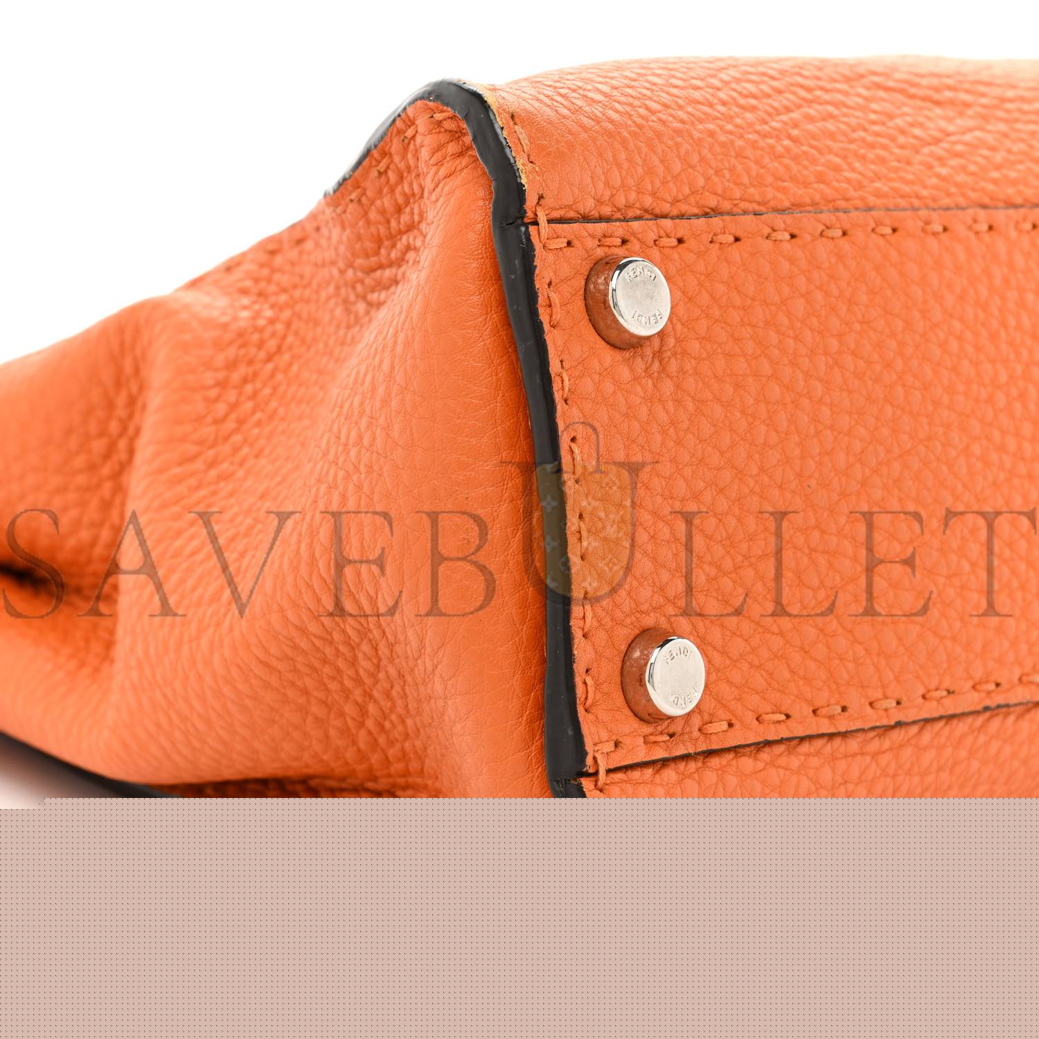 F**di cuoio romano selleria bi-color medium peekaboo iconic satchel orange stone (34*26*13cm)
