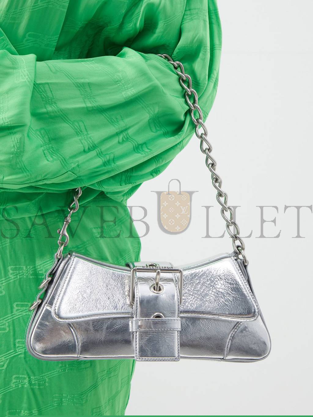 Ba*len*cia*ga silver lindsay s metallic-leather shoulder bag matchesfashion us (28.5*12.9*5.3cm)