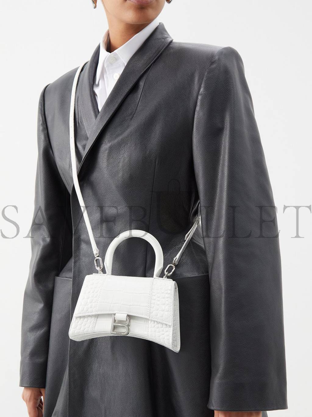 Ba*len*cia*ga white lady flap s crocodile-effect shoulder bag matchesfashion us (21.8*14.2*8.8cm)