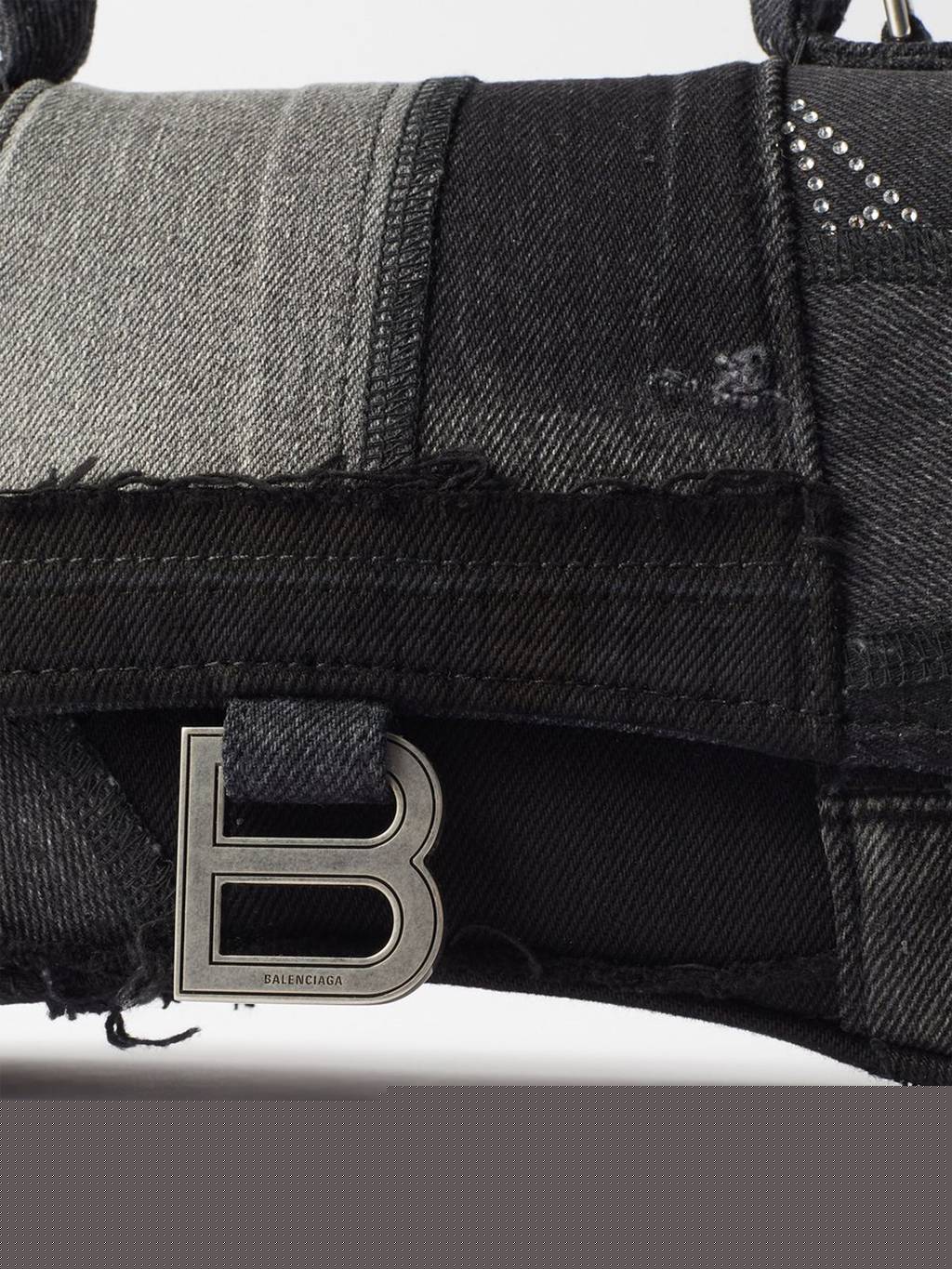 Ba*len*cia*ga blue hourglass s embellished denim bag matchesfashion us (22.8*16.5*20cm)