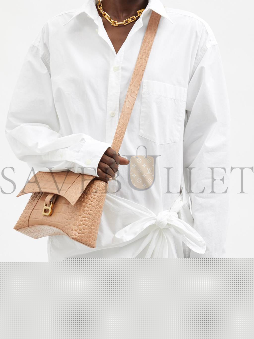 Ba*len*cia*ga neutral downtown xs crocodile-effect leather bag matchesfashion us (25.9*16.5*7.1cm)