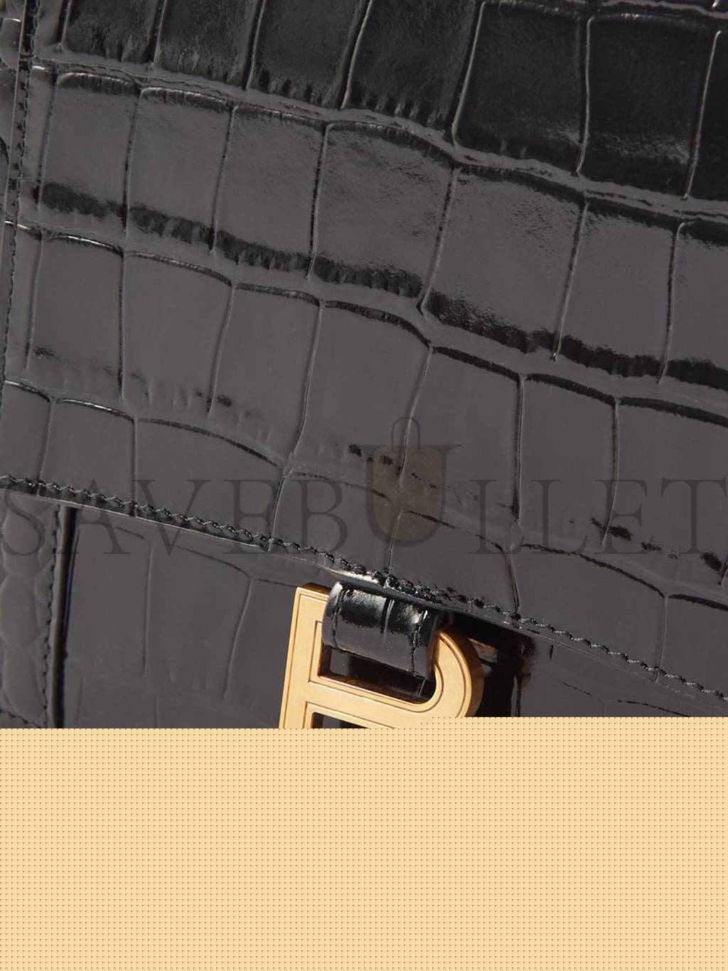 Ba*len*cia*ga black hourglass crocodile-effect leather clutch bag matchesfashion us (27*16*2cm)