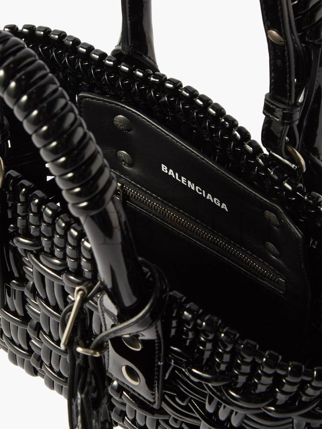 Ba*len*cia*ga black bistro xxs woven faux-leather basket bag matchesfashion us (16*14.5*7.5cm)