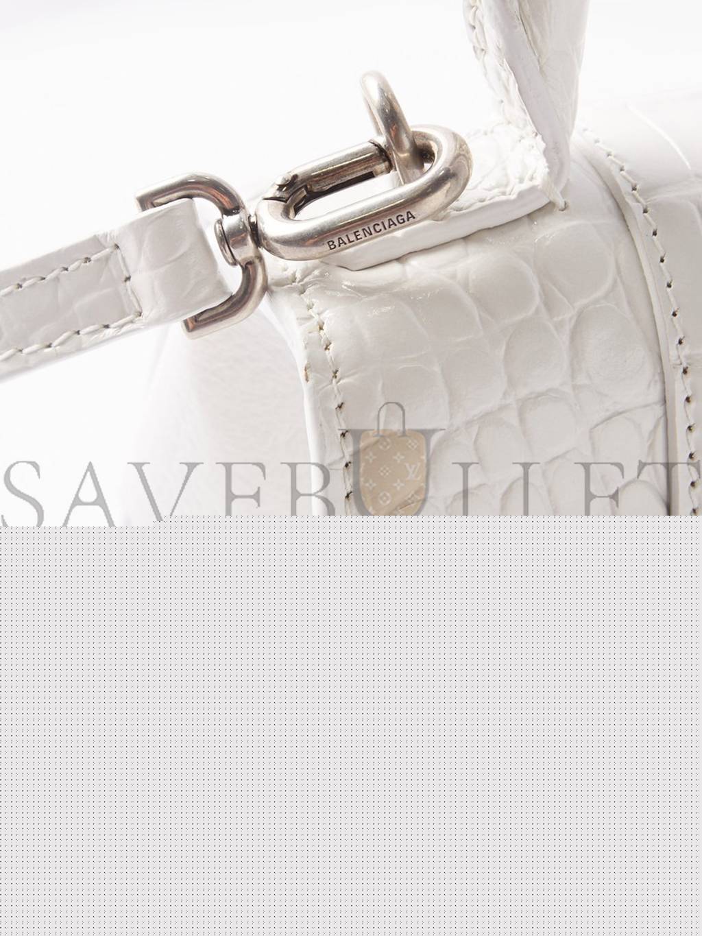 Ba*len*cia*ga white hourglass s crocodile-effect leather bag matchesfashion us (22.8*15.2*9cm)