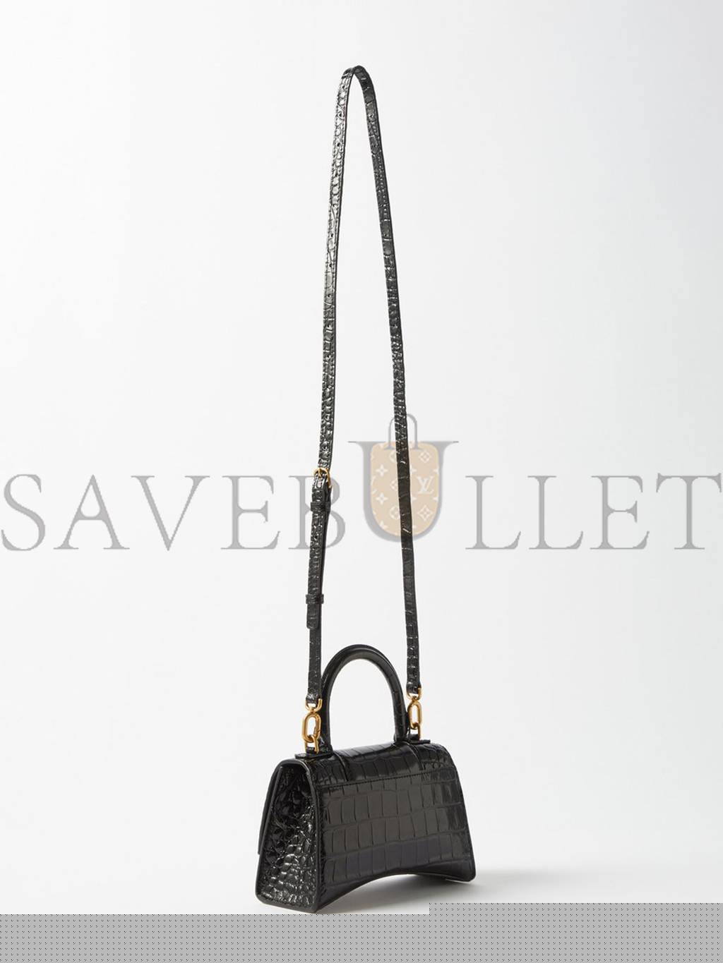 Ba*len*cia*ga black hourglass xs crocodile-effect leather bag matchesfashion us (19*12.1*7.6cm)