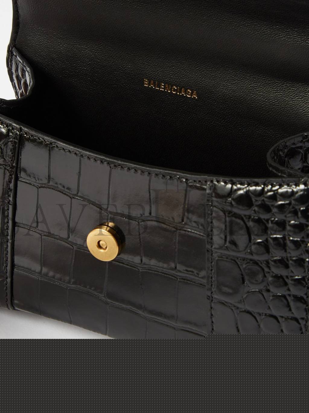 Ba*len*cia*ga black hourglass xs crocodile-effect leather bag matchesfashion us (19*12.1*7.6cm)
