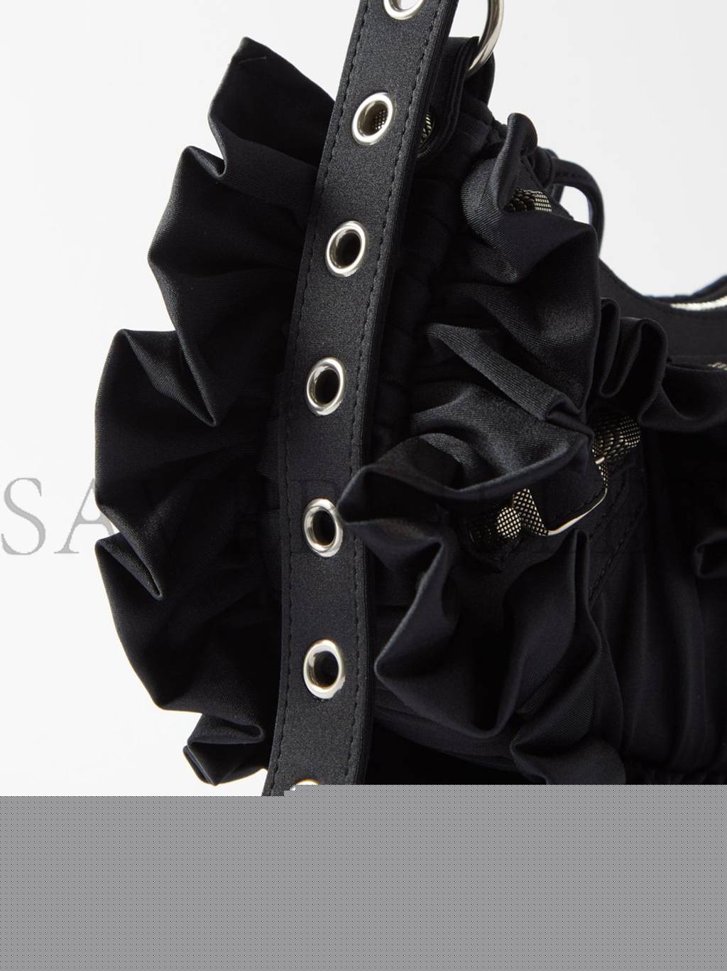 Ba*len*cia*ga black le cagole xs ruffled spandex shoulder bag matchesfashion us (25.6*11.4*7.3cm)