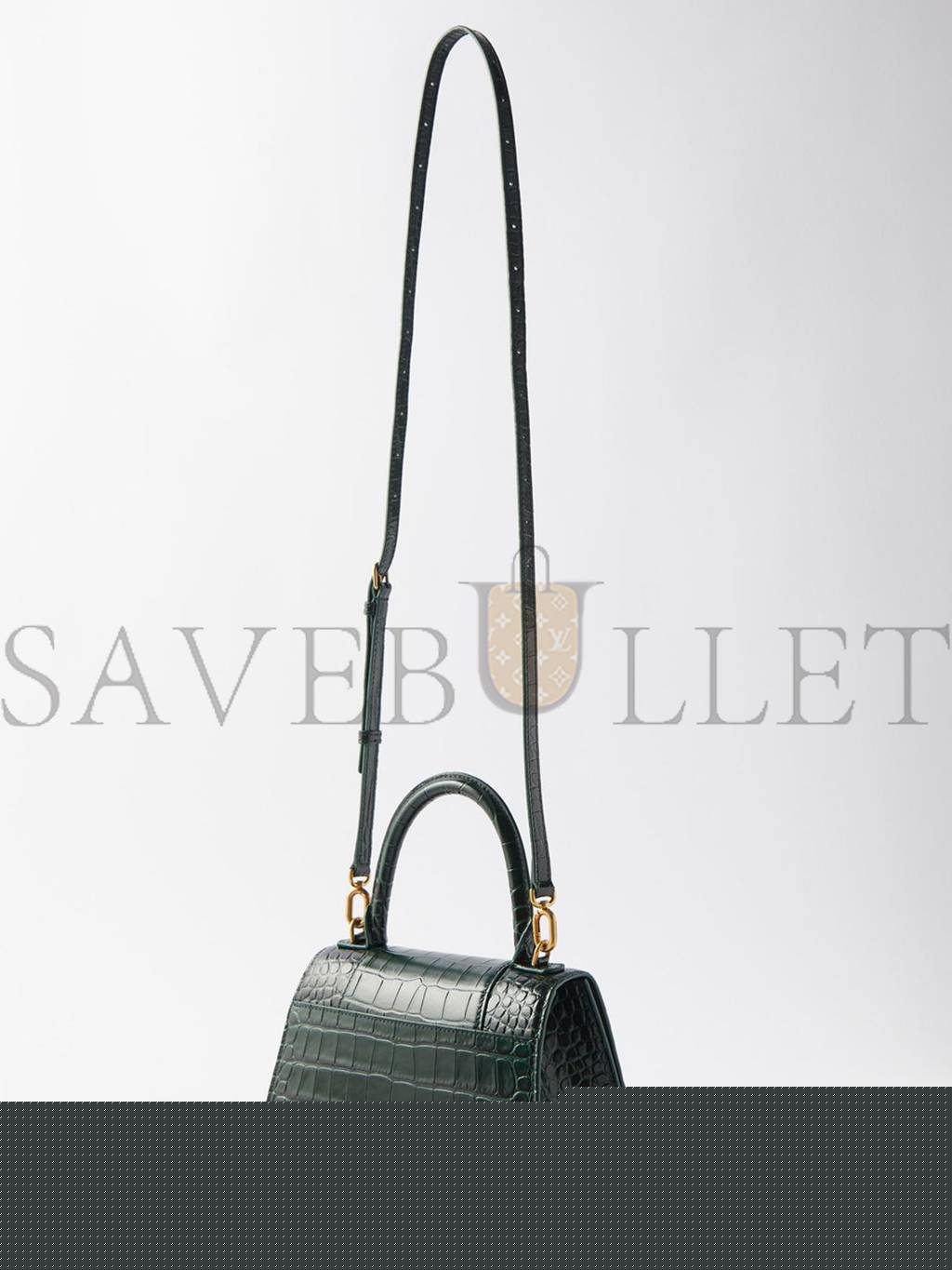 Ba*len*cia*ga green hourglass s crocodile-effect leather bag matchesfashion us (22.5*15*10cm)