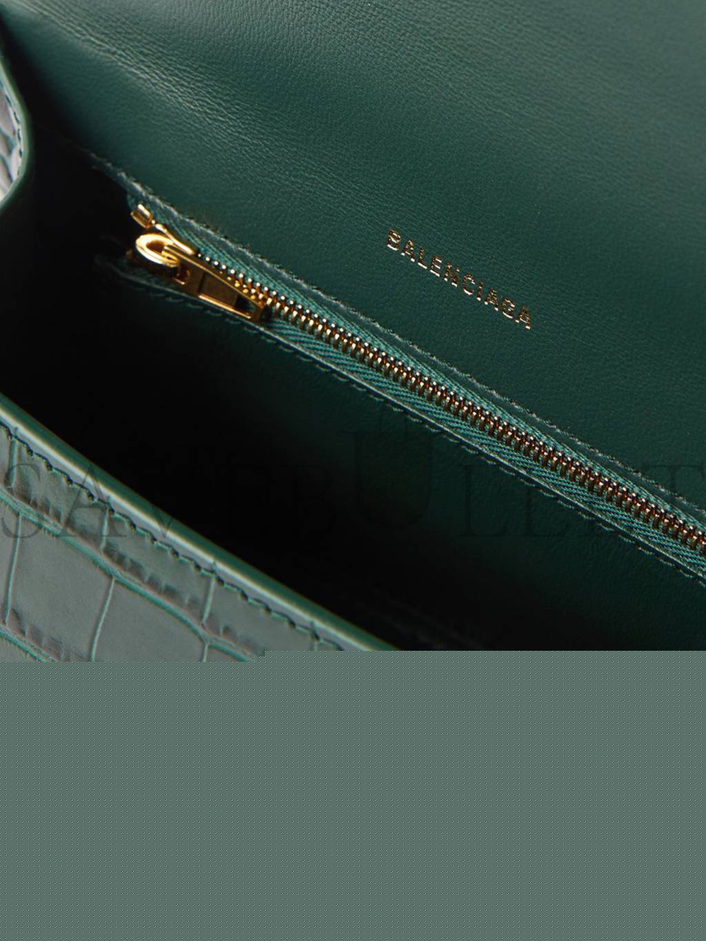 Ba*len*cia*ga green hourglass s crocodile-effect leather bag matchesfashion us (22.5*15*10cm)