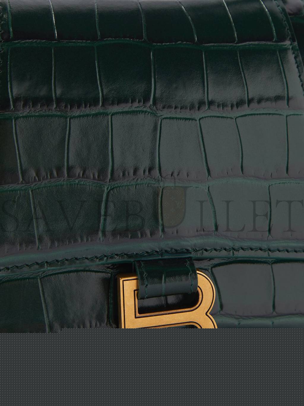 Ba*len*cia*ga green hourglass s crocodile-effect leather bag matchesfashion us (22.5*15*10cm)