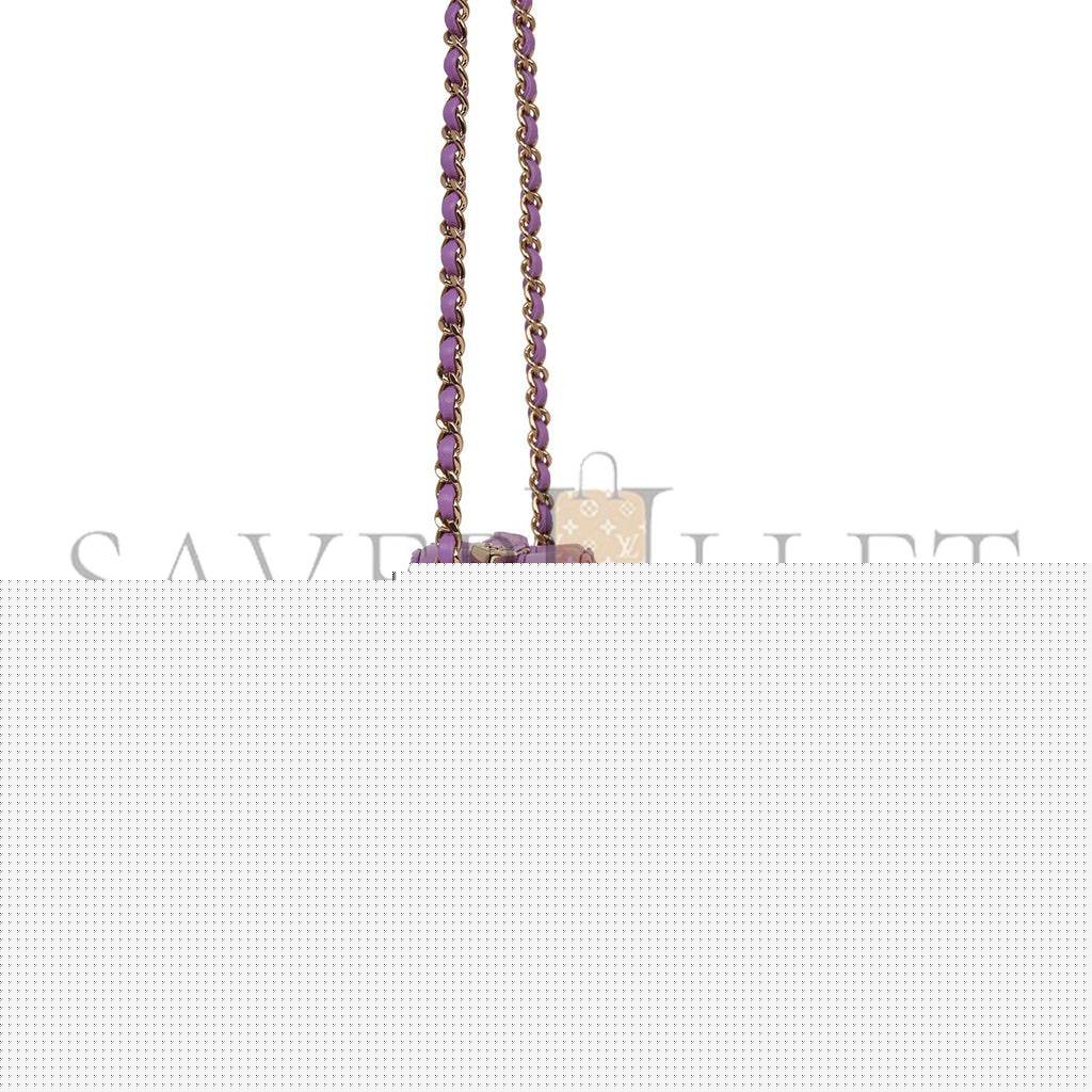 Ch*el cc in love large heart bag purple lambskin light gold hardware (20*18*6cm)