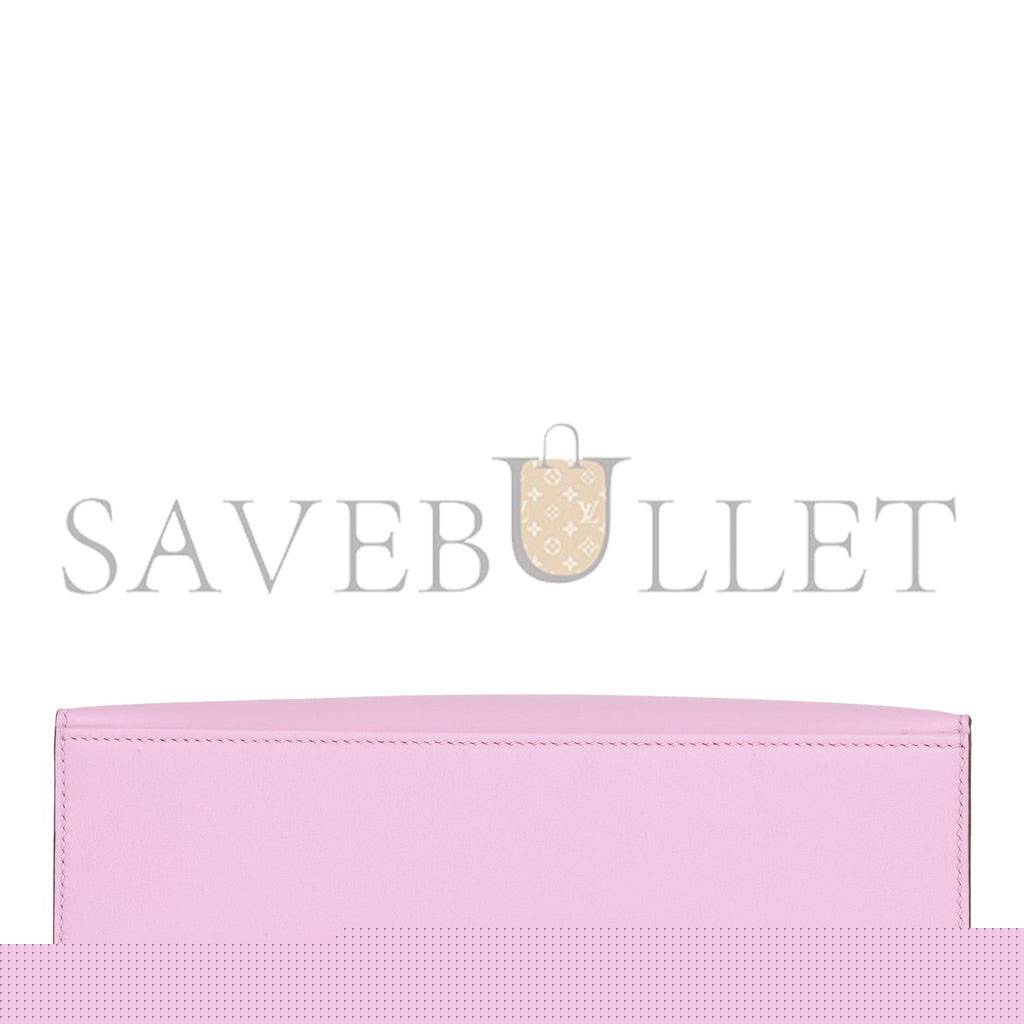 H**mes kelly pochette mauve sylvestre swift rose gold hardware (22*12*13cm)