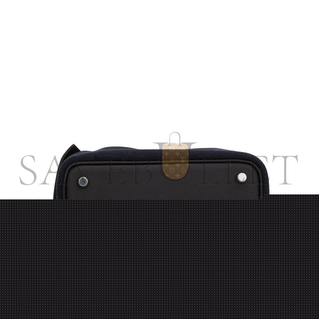 H**mes picotin cargo 18 bleu marine and black swift and toile canvas palladium hardwar(18*13*18cm)