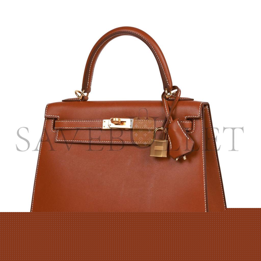 H**mes kelly sellier 25 fauve barenia gold hardware  (25*17*7cm)