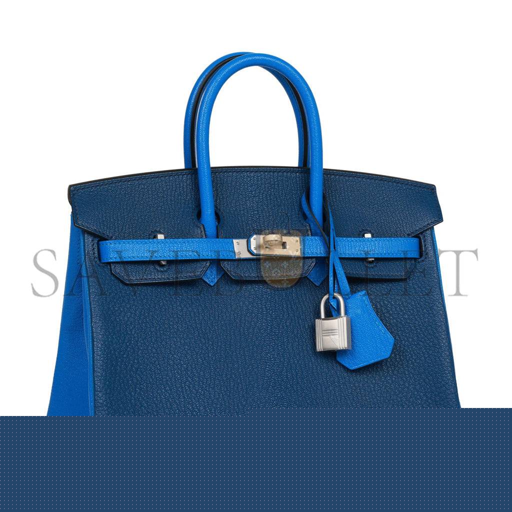 H**mes special order (hss) birkin 25 bleu hydra and bleu saphir chÈvre brushed palladium hardware handmade (25cm)