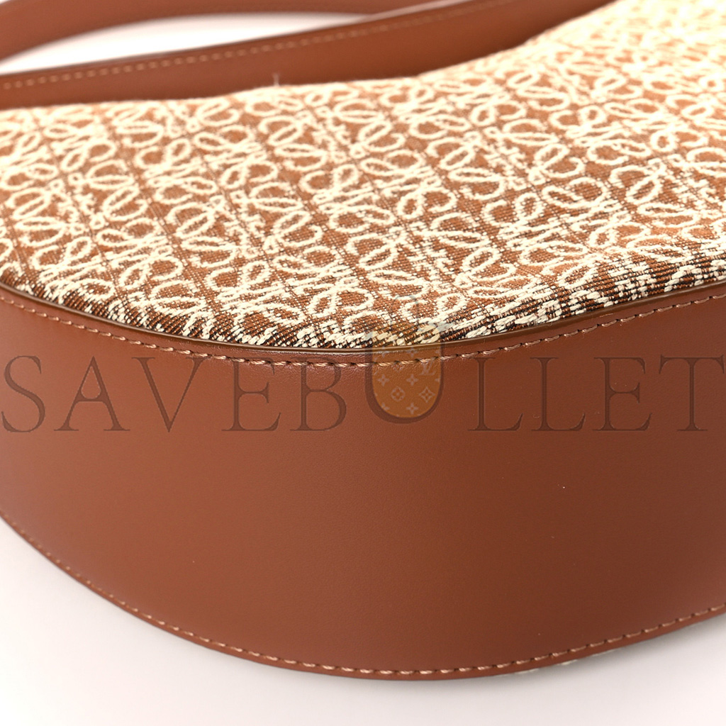 LOEWE JACQUARD ANAGRAM CLALFSKIN LUNA BAG TAN (26*17*8cm)