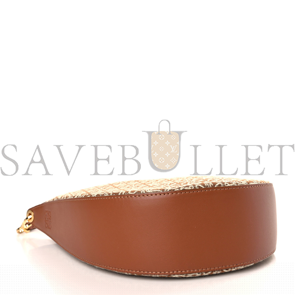 LOEWE JACQUARD ANAGRAM CLALFSKIN LUNA BAG TAN (26*17*8cm)