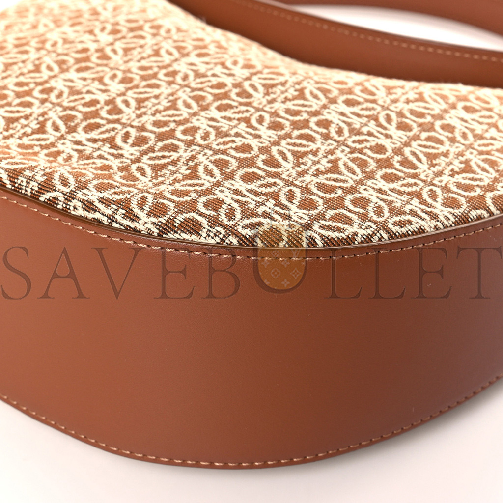 LOEWE JACQUARD ANAGRAM CLALFSKIN LUNA BAG TAN (26*17*8cm)