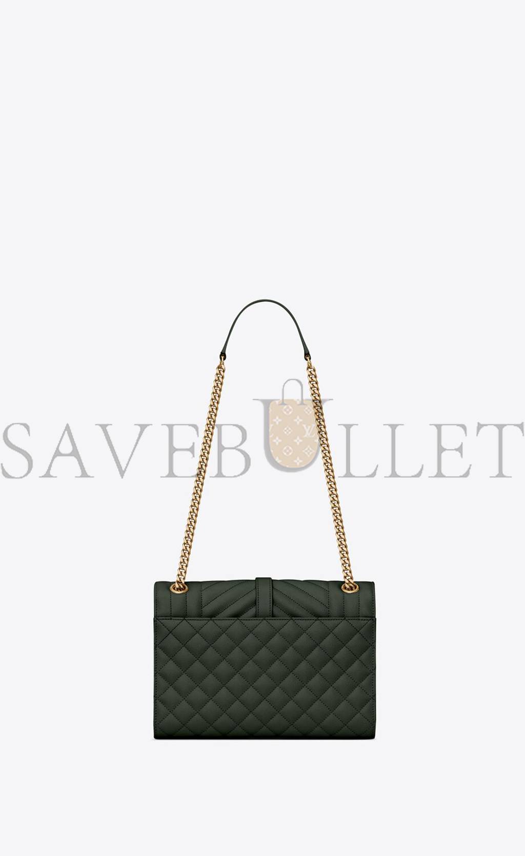 YSL ENVELOPE MEDIUM CHAIN BAG IN MIX MATELASSÉ GRAIN DE POUDRE EMBOSSED LEATHER 600185BOW913045 (24*17.5*6cm)
