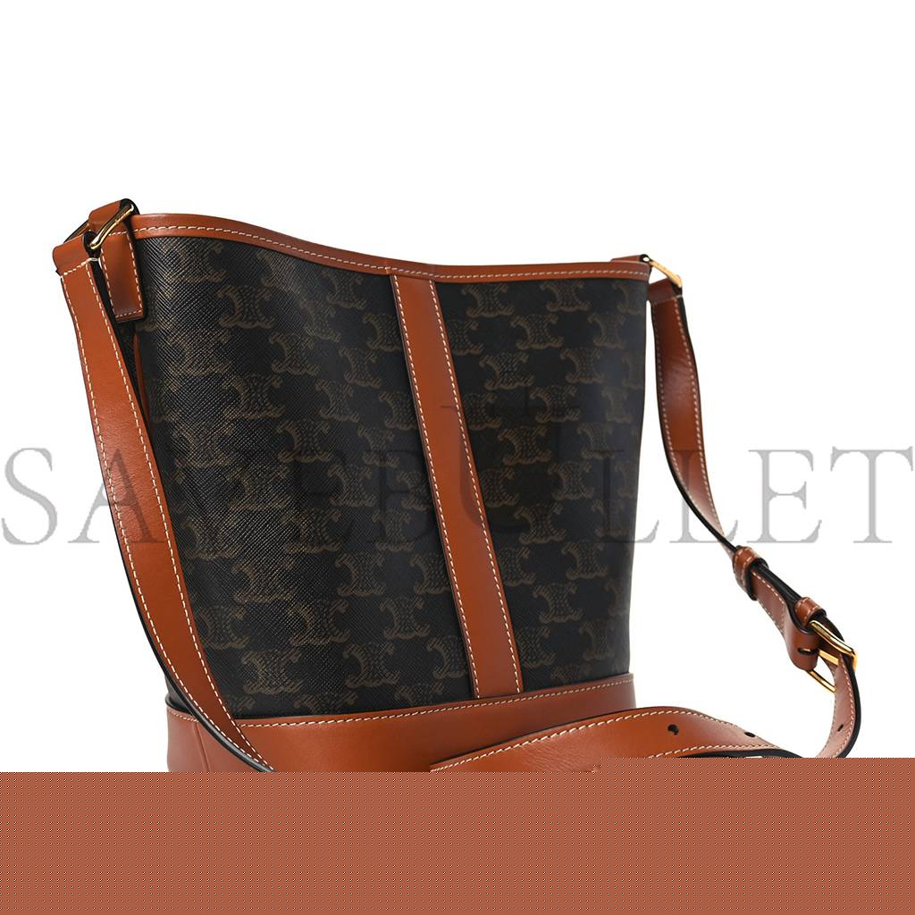 Ce**e triomphe canvas calfskin small bucket bag tan (22*18*13cm)