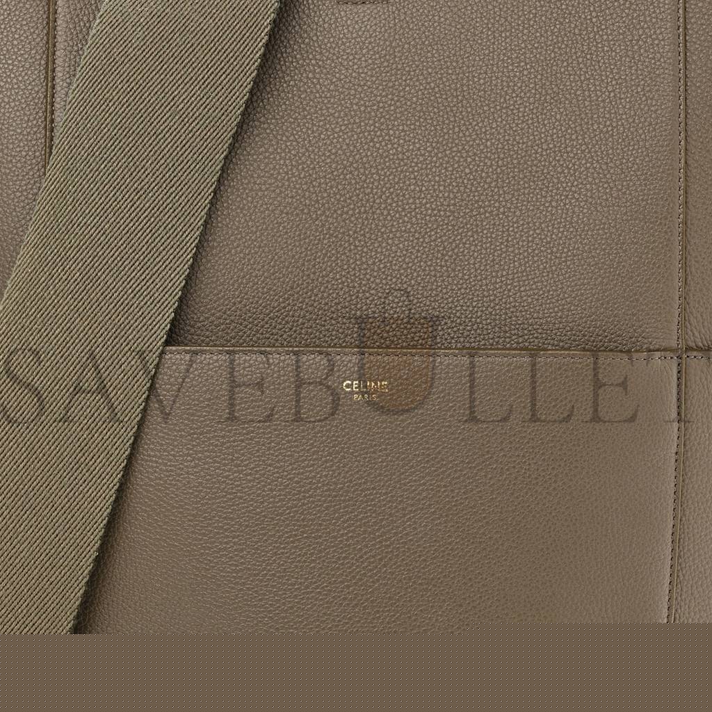 Ce**e soft grained calfskin sangle bucket bag taupe (33*23*17cm)