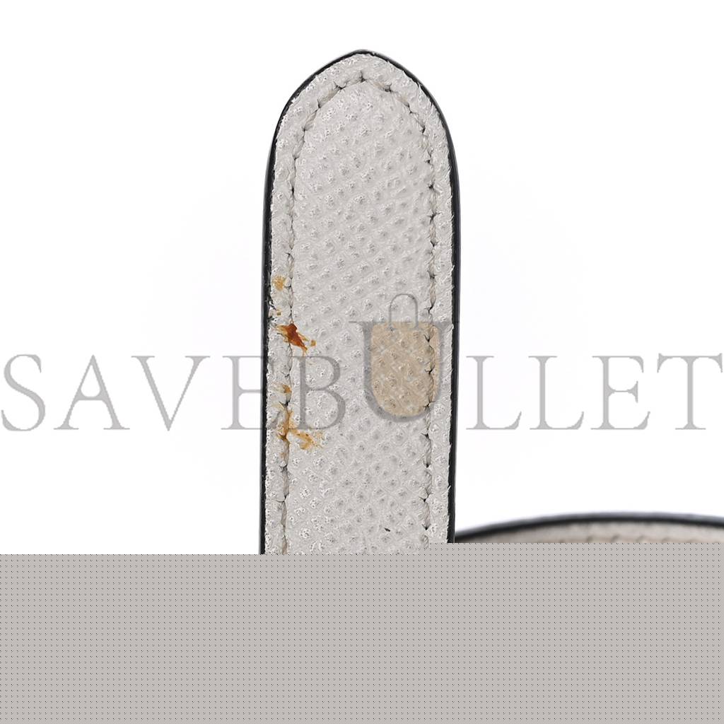 D*or grained calfskin mini saddle bag white (18*6.25*1.75cm)