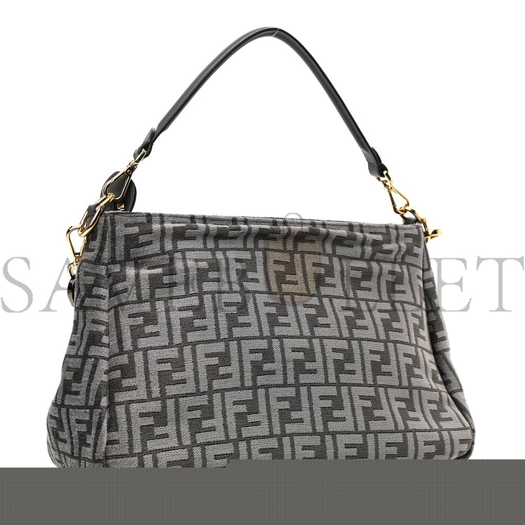 F**di chenille vitello seta plexiglass ff F**di o'lock zipper anthracite asfalto (35*23*14cm)