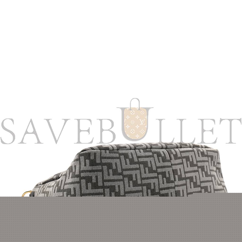 F**di chenille vitello seta plexiglass ff F**di o'lock zipper anthracite asfalto (35*23*14cm)