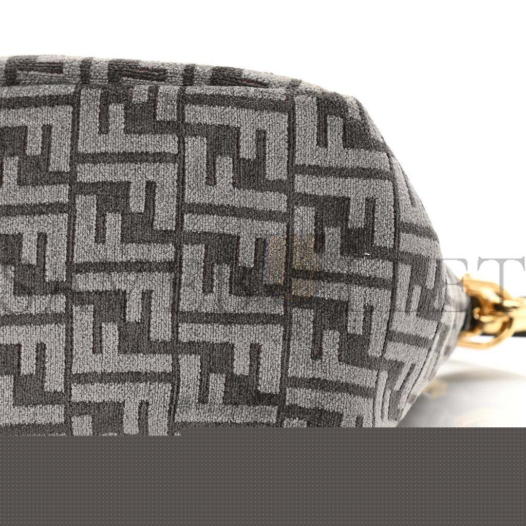 F**di chenille vitello seta plexiglass ff F**di o'lock zipper anthracite asfalto (35*23*14cm)