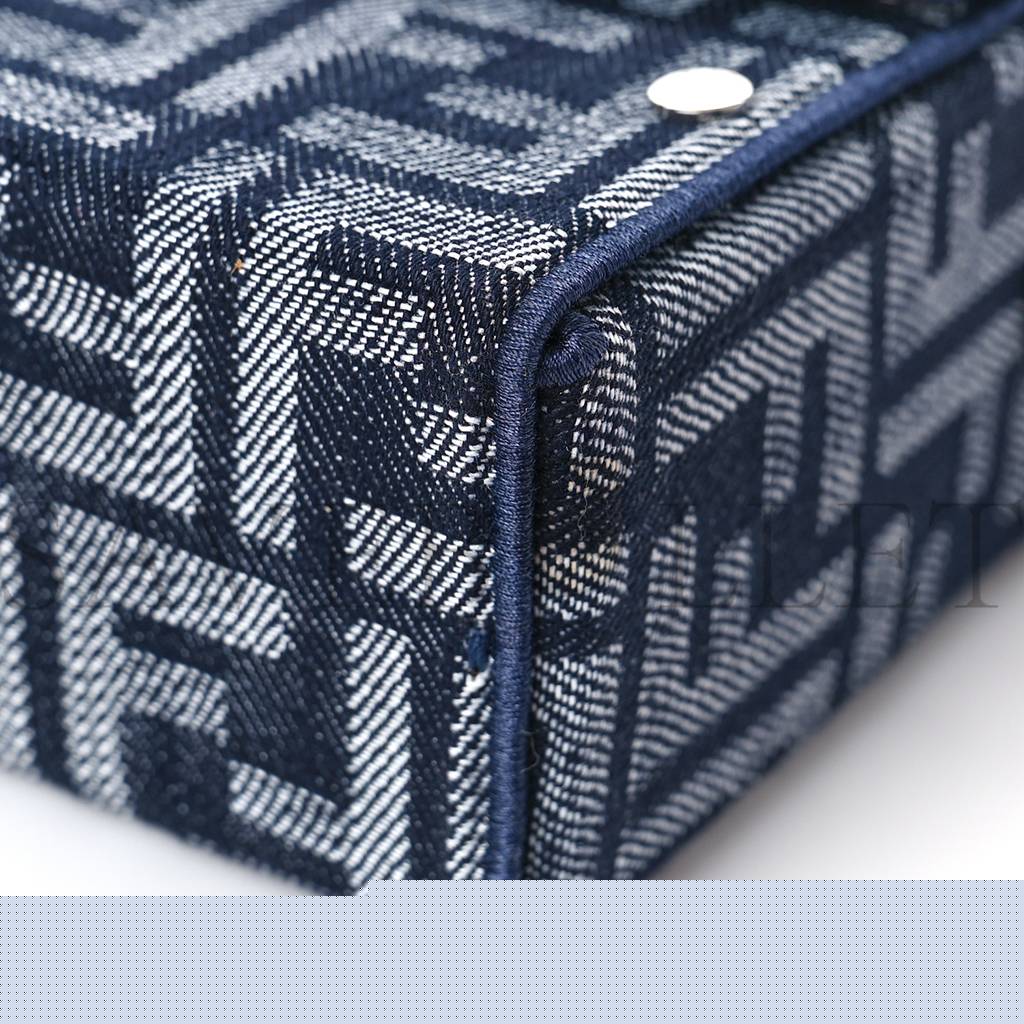 F**di fabric jacquard reactive jean denim vitello cover ff baguette soft trunk blue black (21*12*6cm)