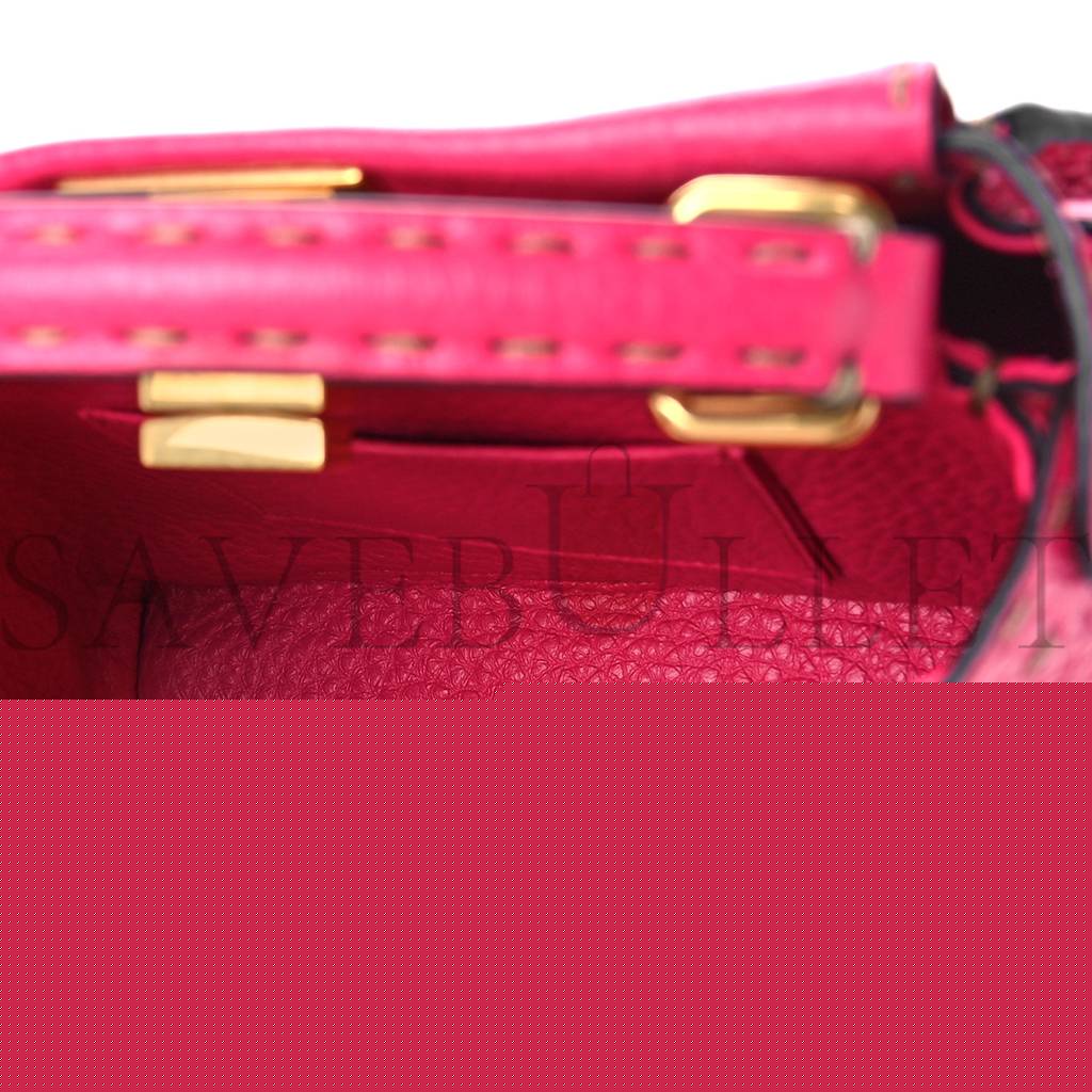 F**di cuoio romano selleria mini peekaboo iconic satchel fuxia (23*19*11cm)